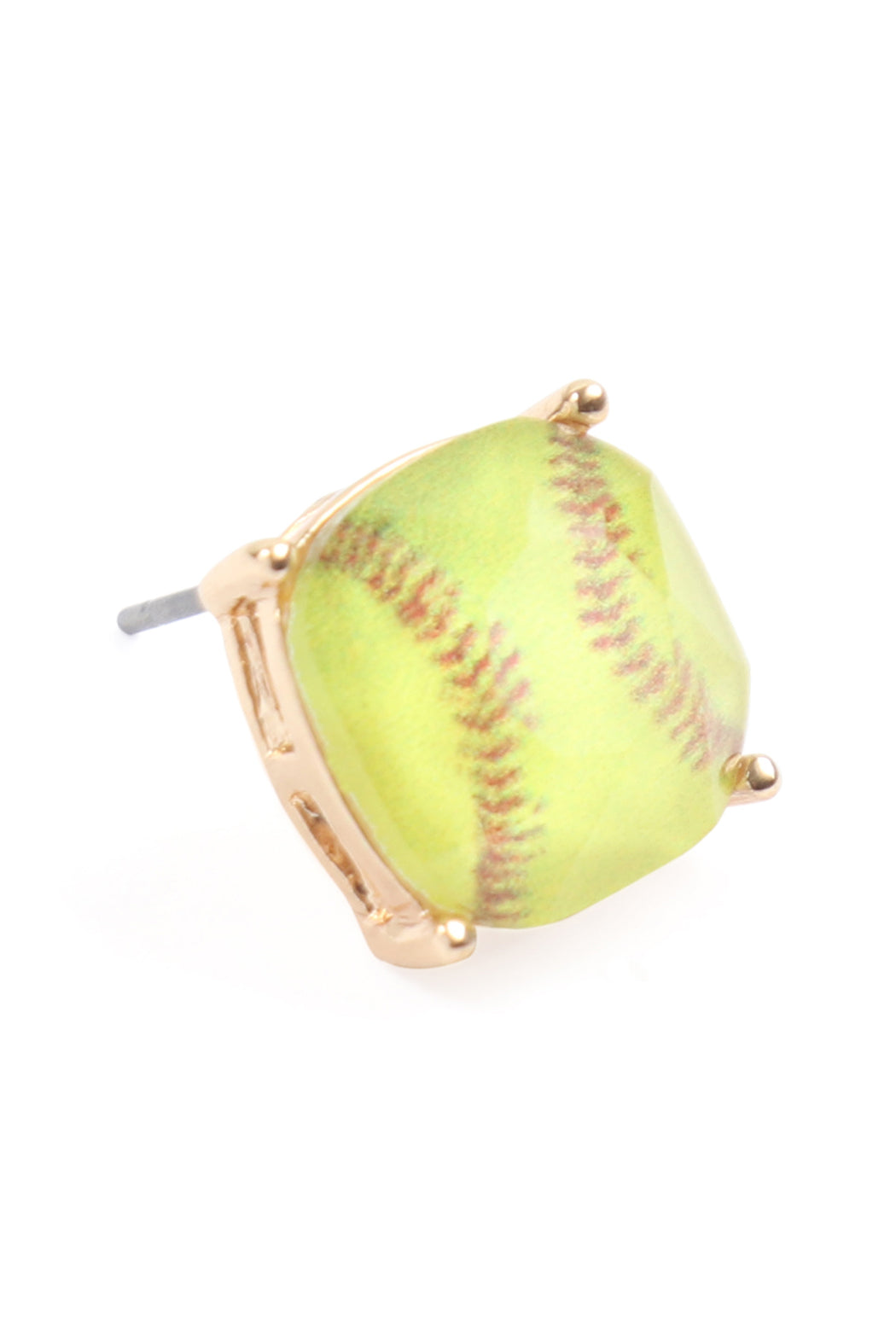 Sports Cushion Cut Softball Stud Earrings