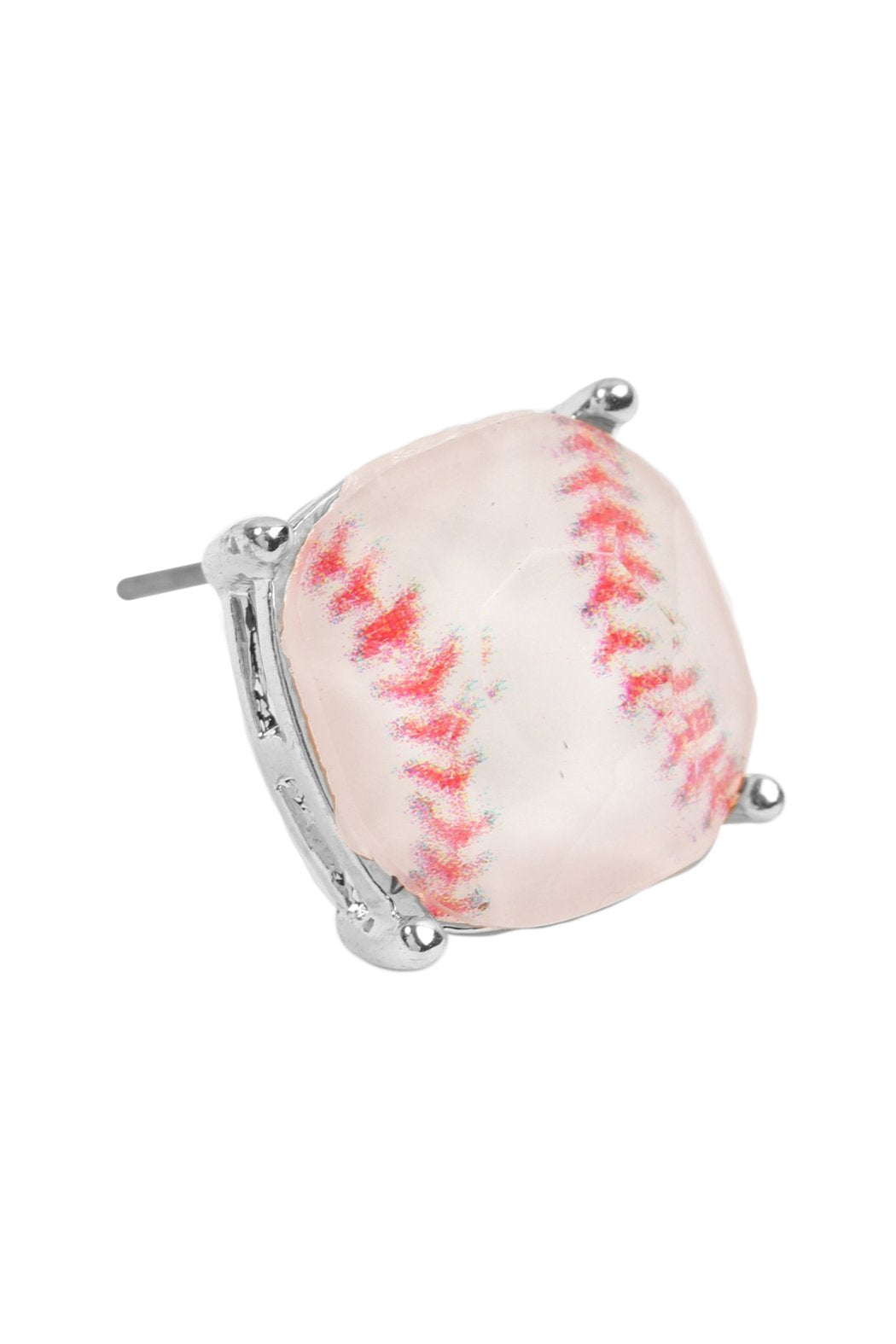 Sports Cushion Cut Softball Stud Earrings