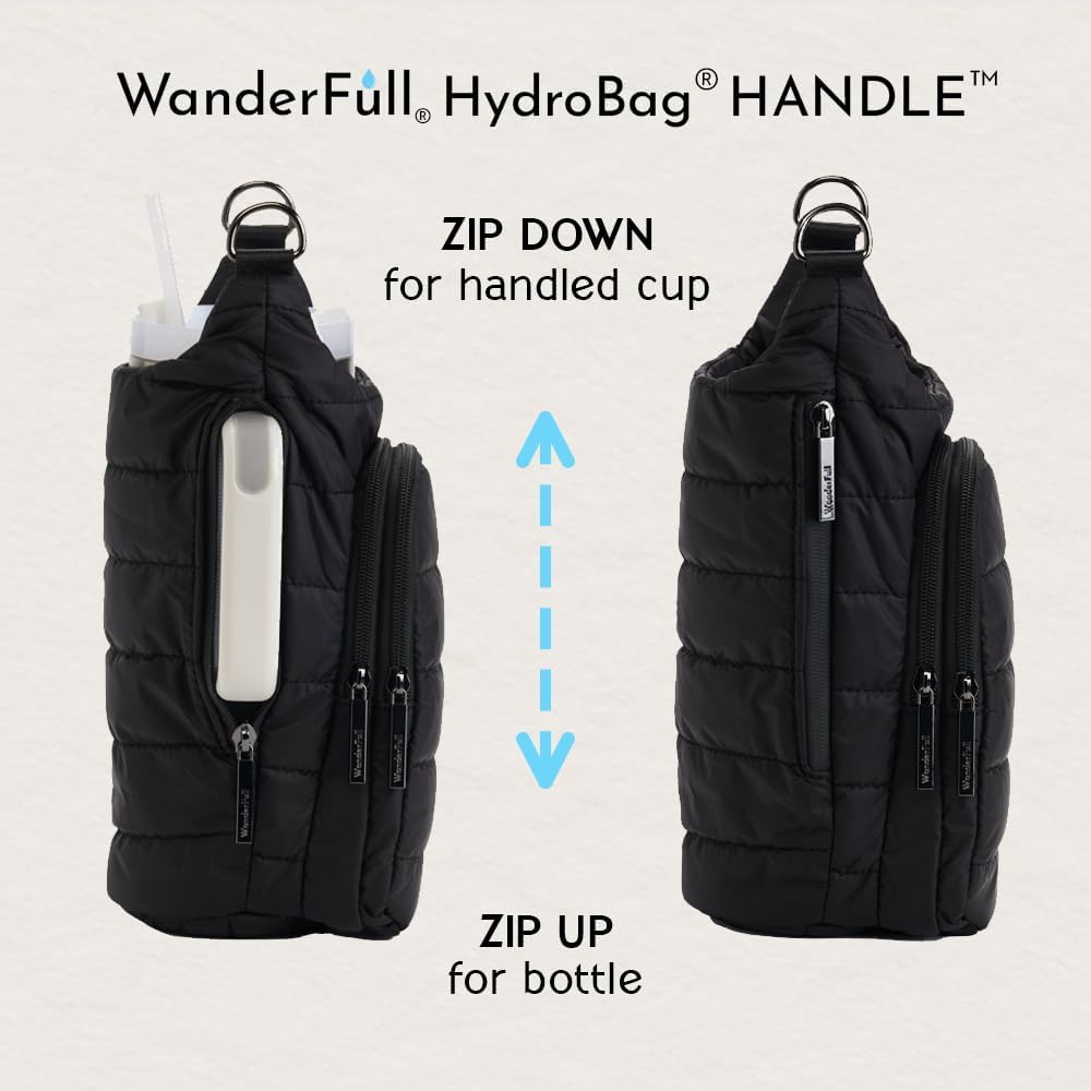 HydroBag® HANDLE®- Black Matte with Vegan Leather Trimmed Strap