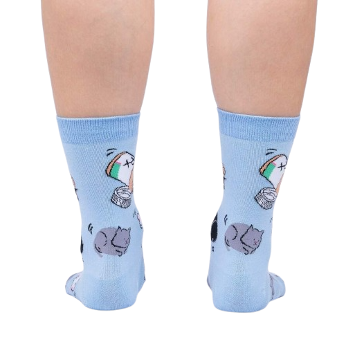Purr‑scription For Happiness Women’s Crew Socks – Cute Cat Pattern Socks