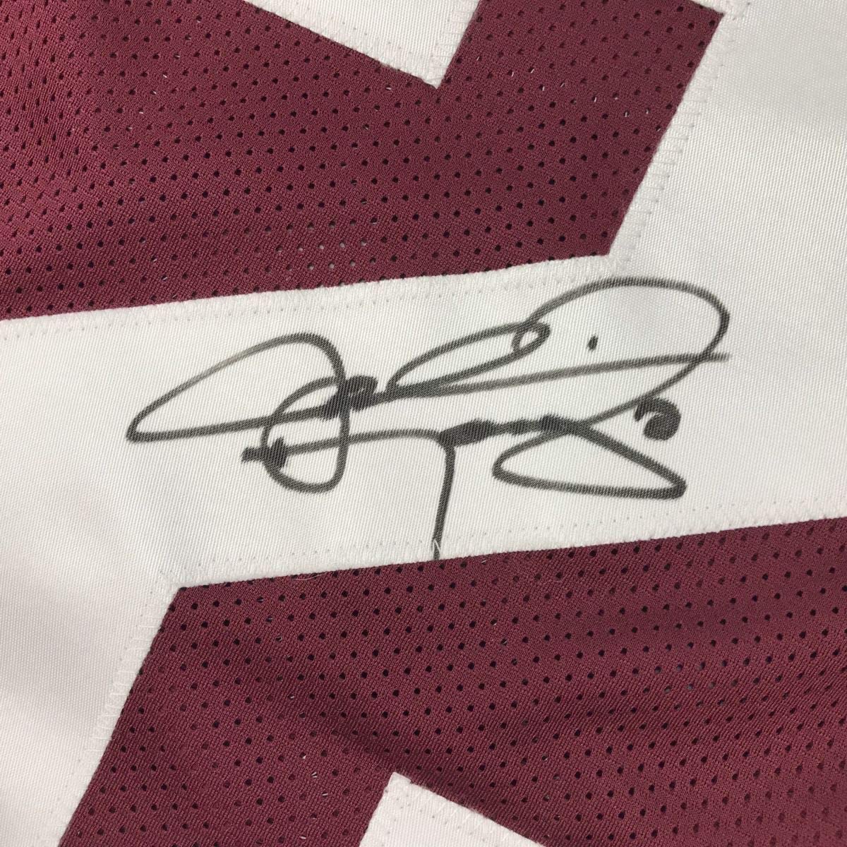 Framed Autographed/Signed Johnny Manziel 35x39 Texas A&M Maroon College Football Jersey PSA/DNA COA