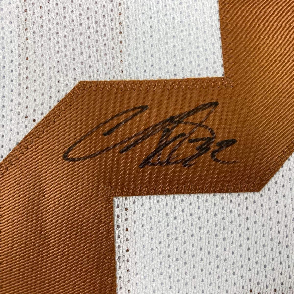 Framed Autographed/Signed Cedric Benson 35x39 Texas White College Football Jersey JSA COA