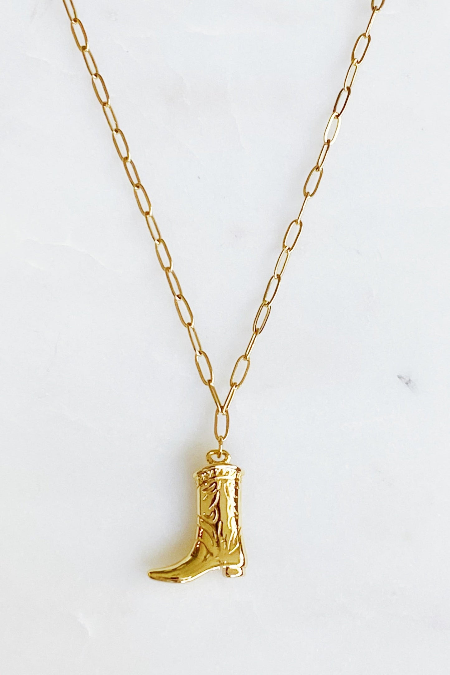 Golden Cowgirl Boot Necklace – Western Charm with a Modern Edge