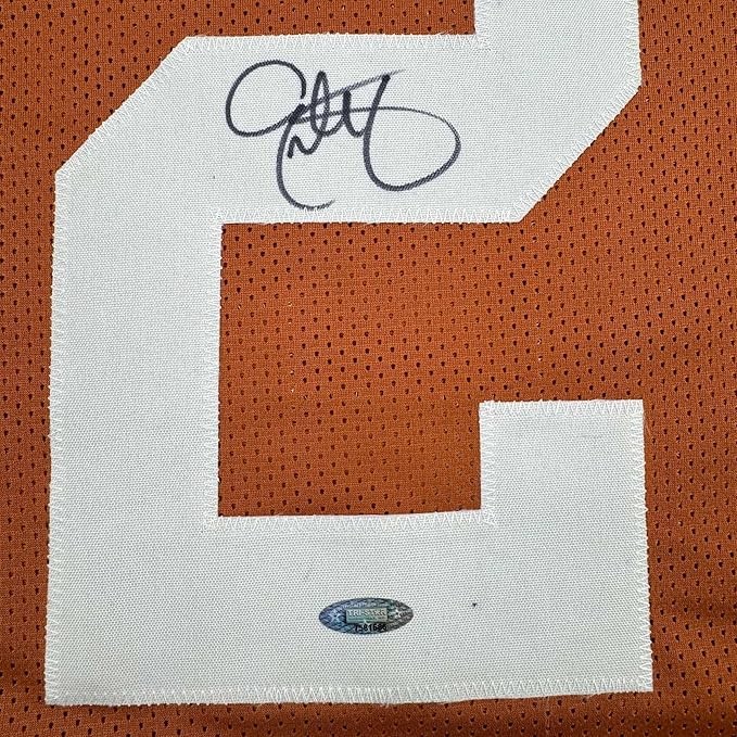 Framed Autographed/Signed Eric Metcalf 35x39 Texas Orange College Football Jersey Beckett BAS COA