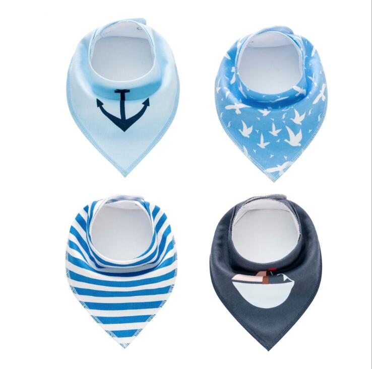 4‑Pack Baby Bandana Bib Set – Soft Cotton Fleece Burp Cloths with Arrow, Wave & Triangle Prints
