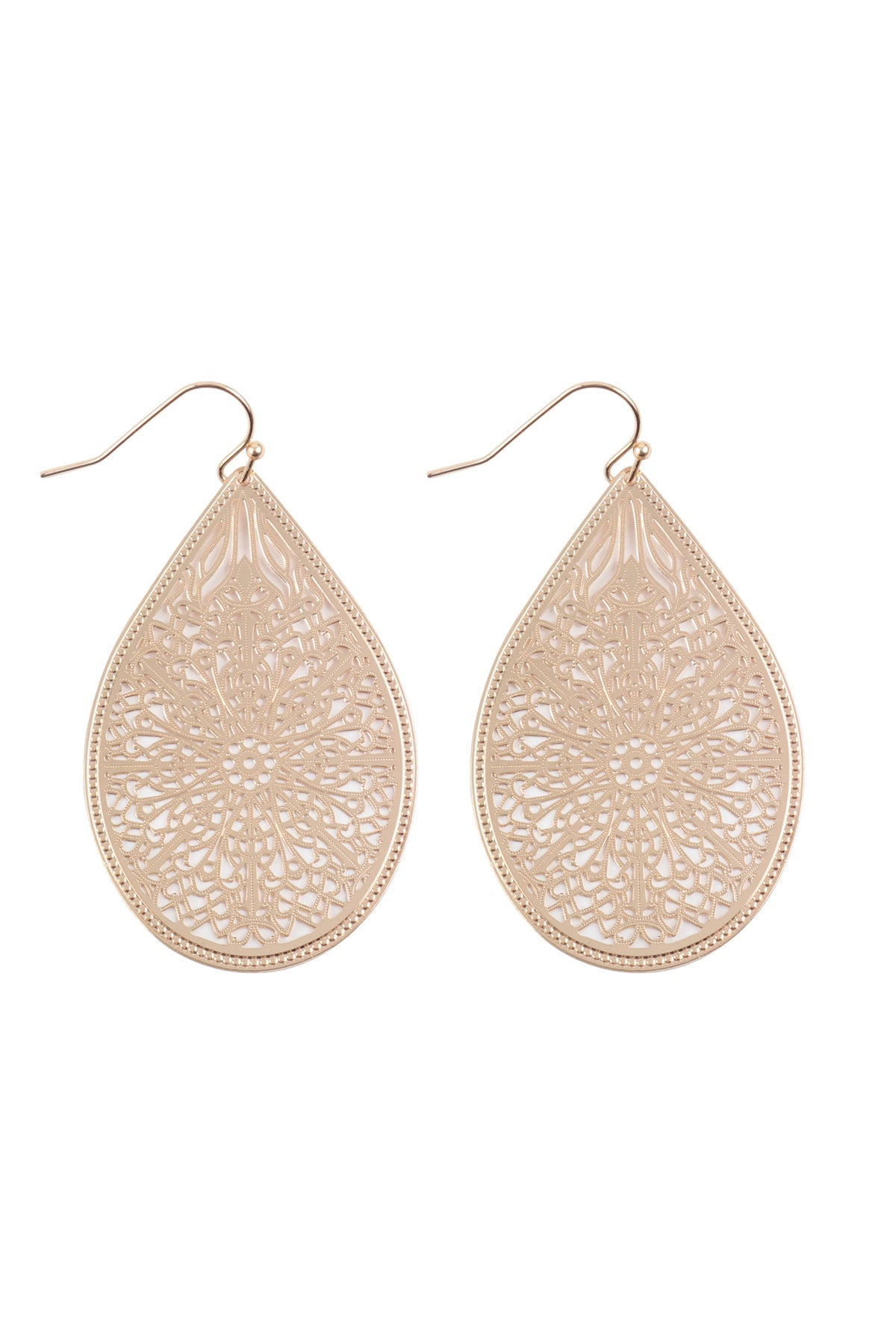 E1094 - Filigree Teardrop Hook Earrings