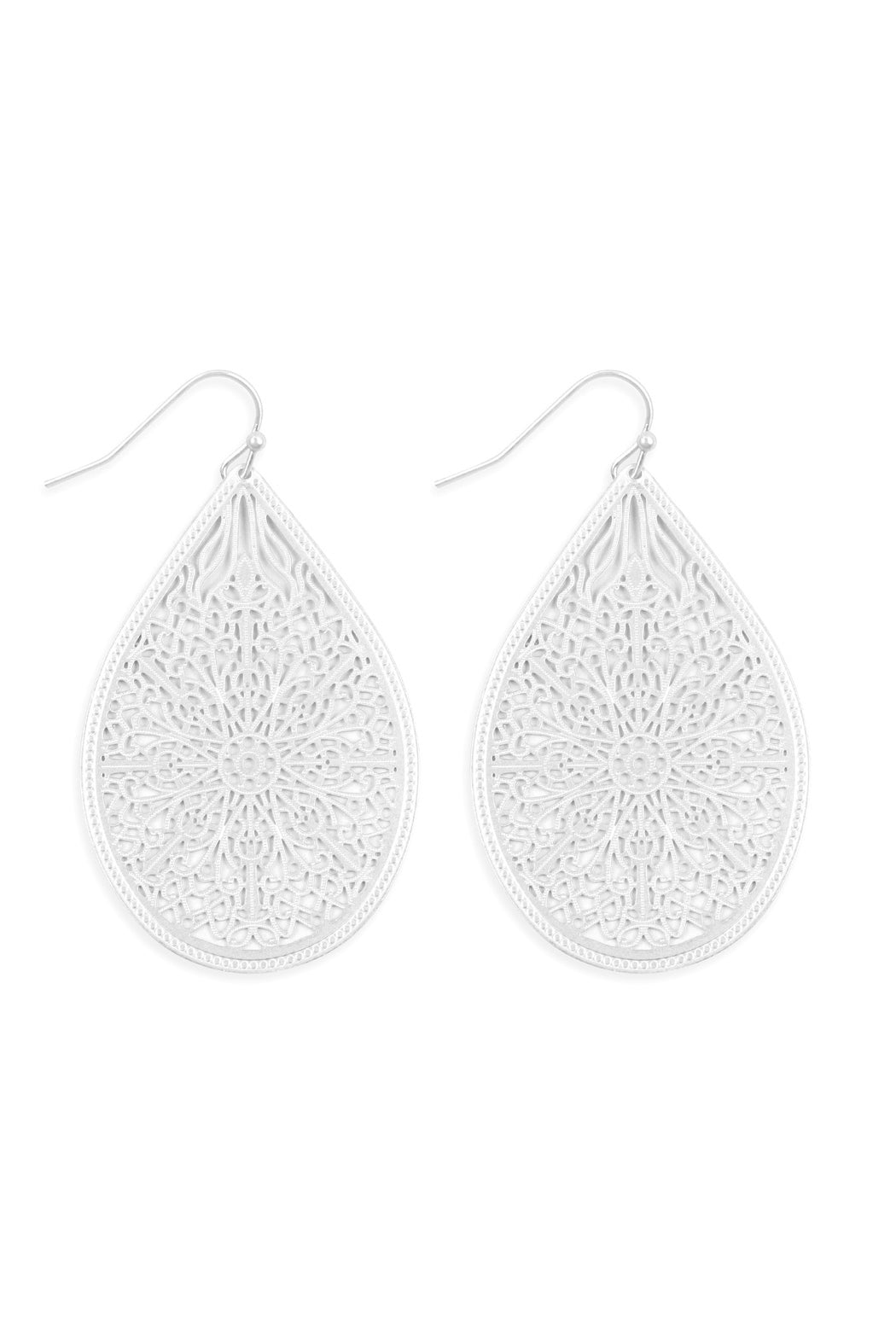 E1094 - Filigree Teardrop Hook Earrings