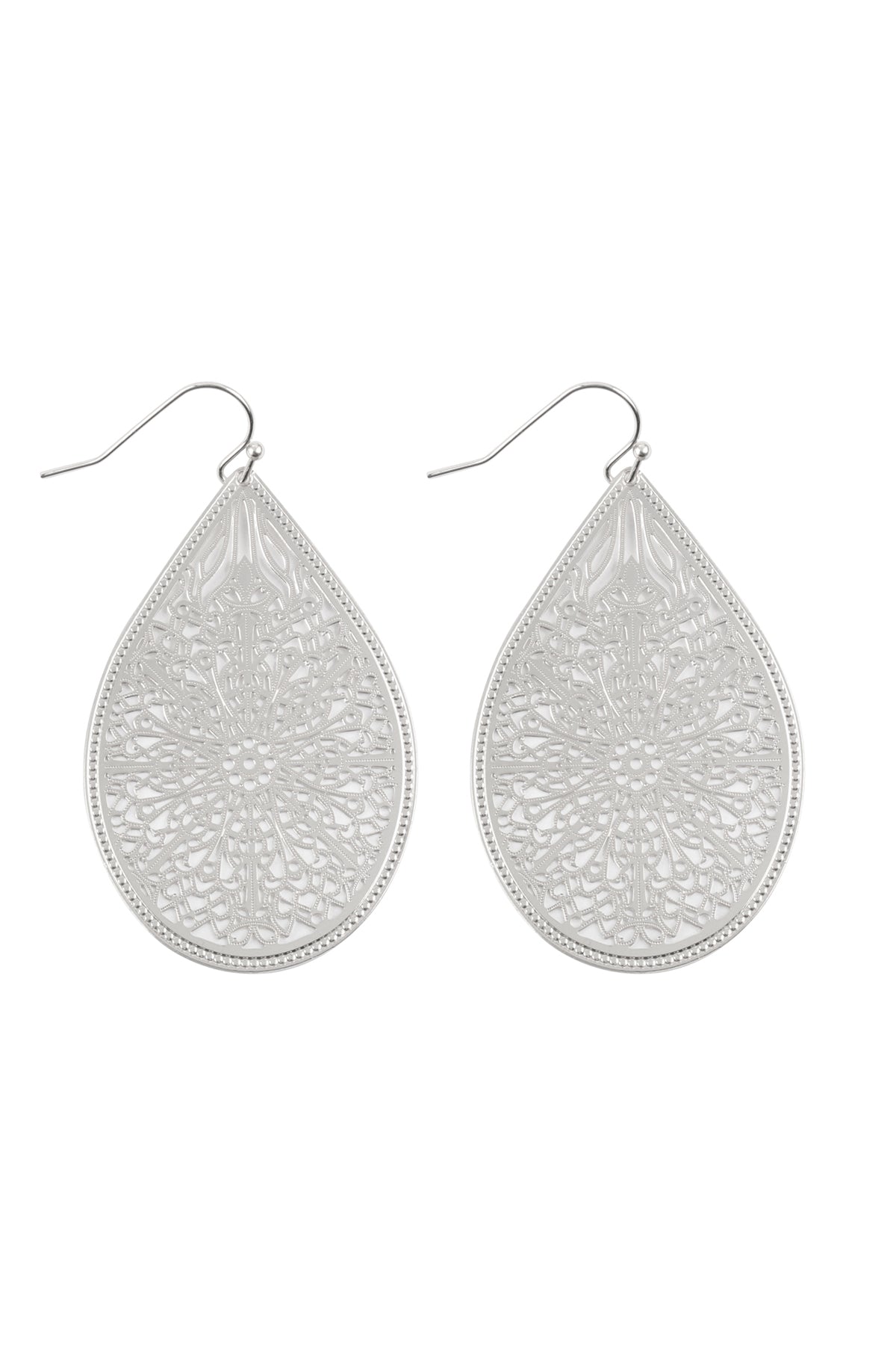 E1094 - Filigree Teardrop Hook Earrings