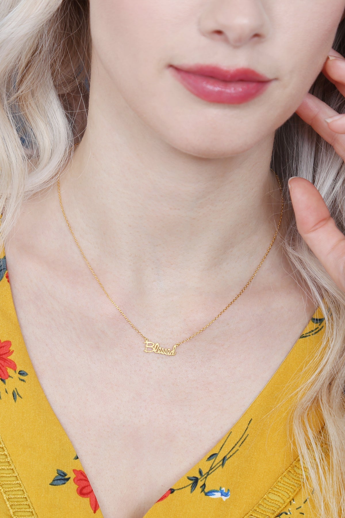 Cast "Blessed" Pendant Necklace