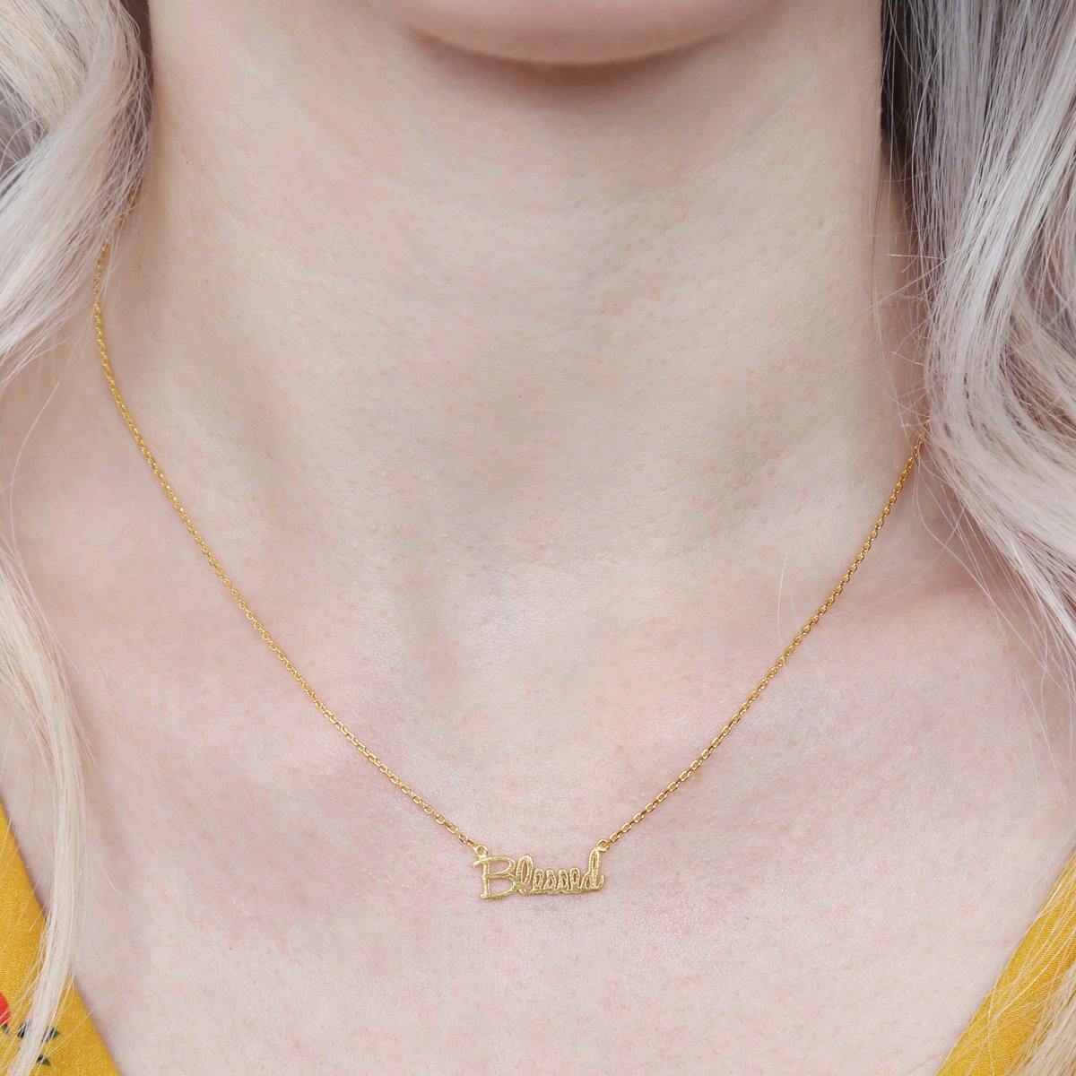 Cast "Blessed" Pendant Necklace