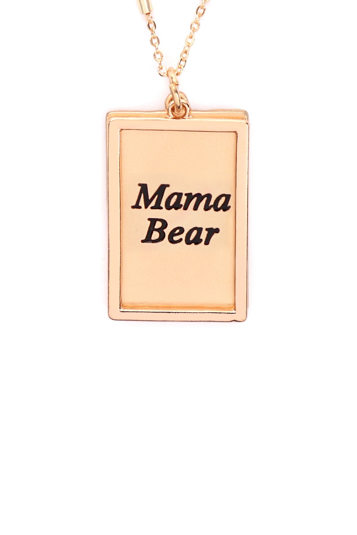 Myn1421mgma - "Mama Bear" Etched Brass Box Pendant Necklace