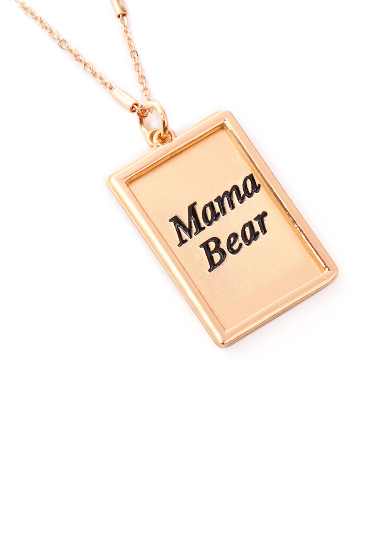 Myn1421mgma - "Mama Bear" Etched Brass Box Pendant Necklace