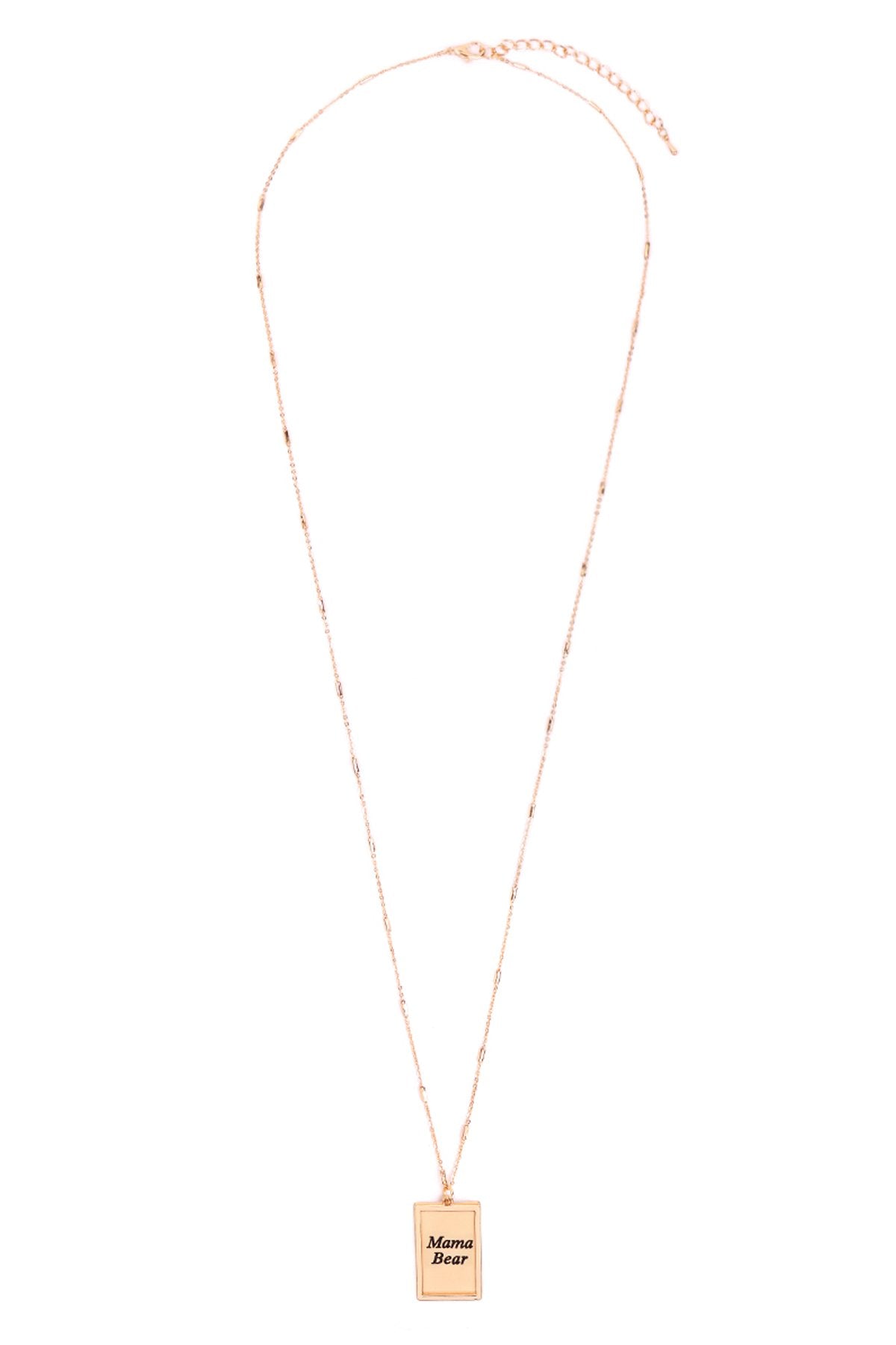 Myn1421mgma - "Mama Bear" Etched Brass Box Pendant Necklace
