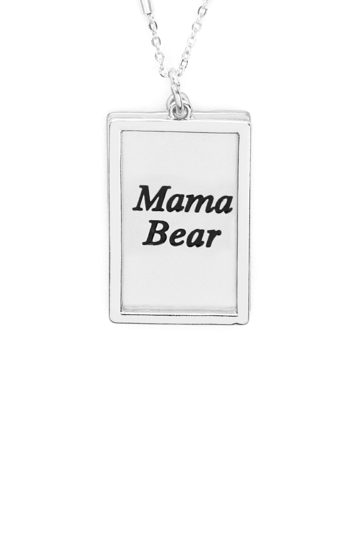 Myn1421mgma - "Mama Bear" Etched Brass Box Pendant Necklace