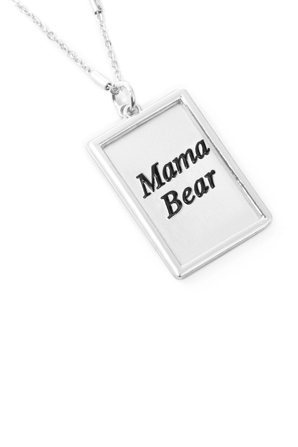 Myn1421mgma - "Mama Bear" Etched Brass Box Pendant Necklace