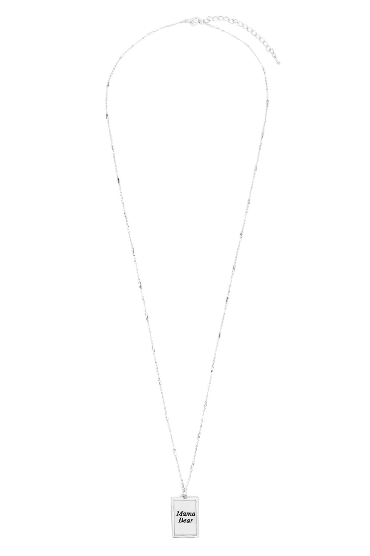 Myn1421mgma - "Mama Bear" Etched Brass Box Pendant Necklace