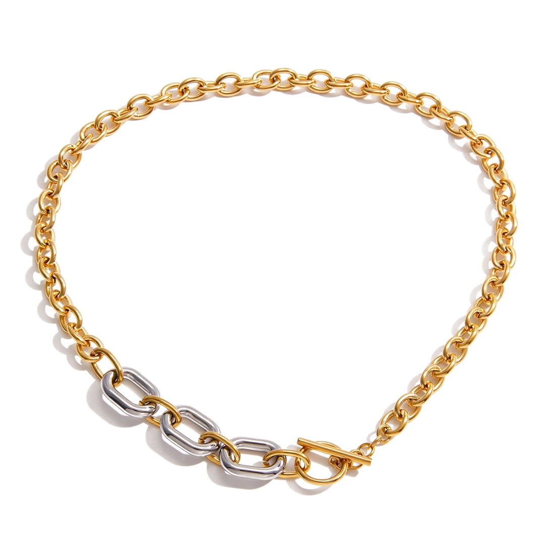 Mixed Metal Oval Toggle Necklace