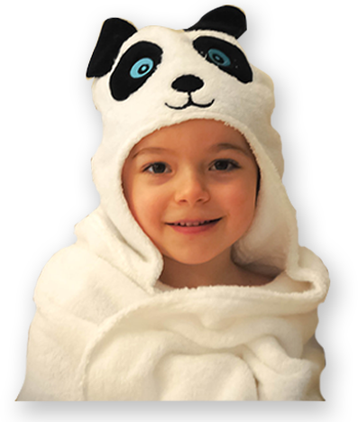 Panda Hooded Cotton Turkish Towel: Little Kid