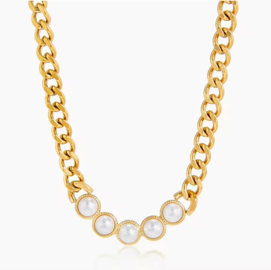 Pearl Bar Necklace Water Resistant