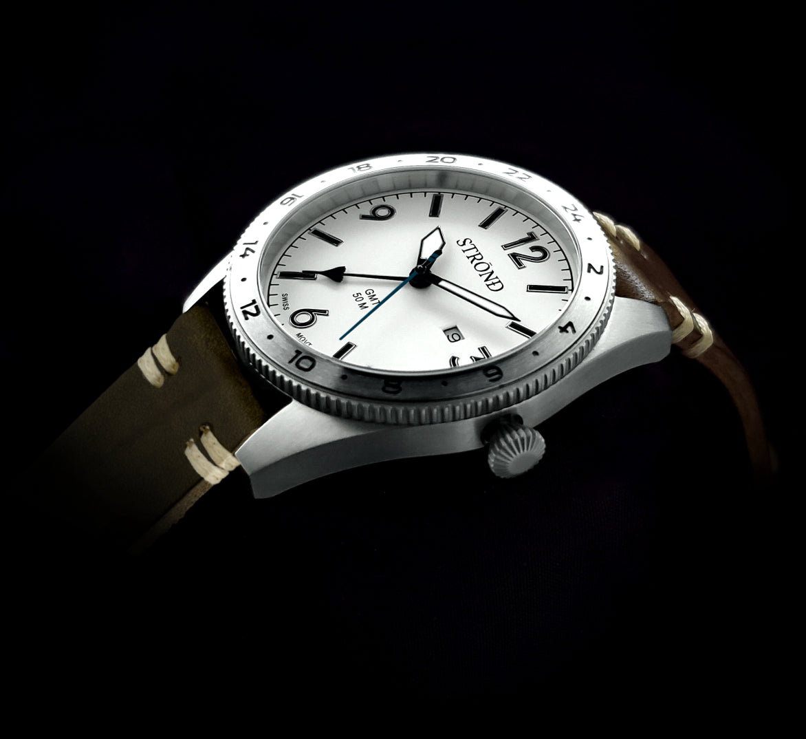 STROND SSC-101 24h GMT, All Stainless Steel & Cream