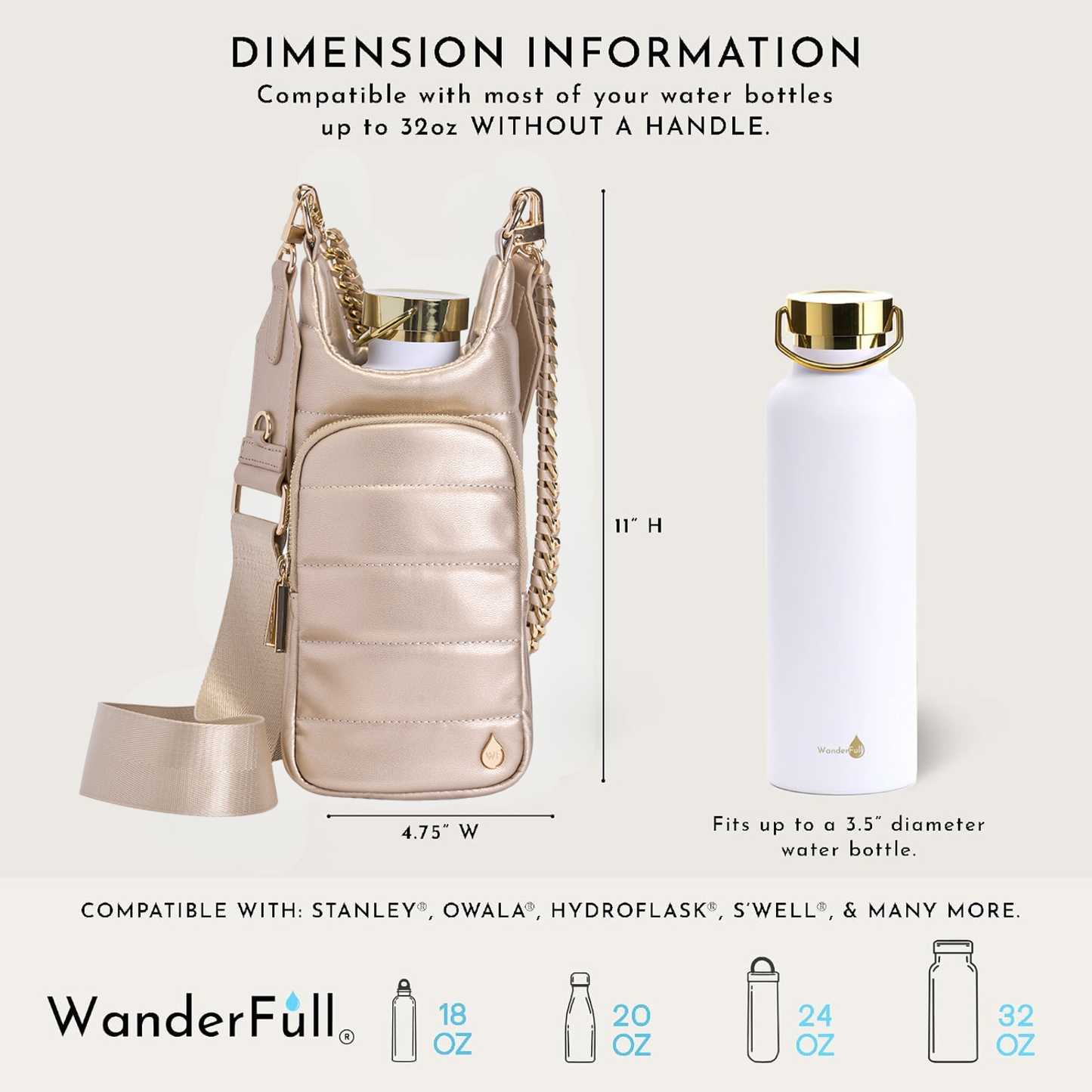 Soft Gold Vegan Leather HydroBag® with Strap Bundle