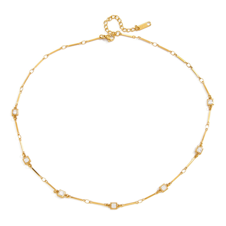 CZ Gold Bar Necklace