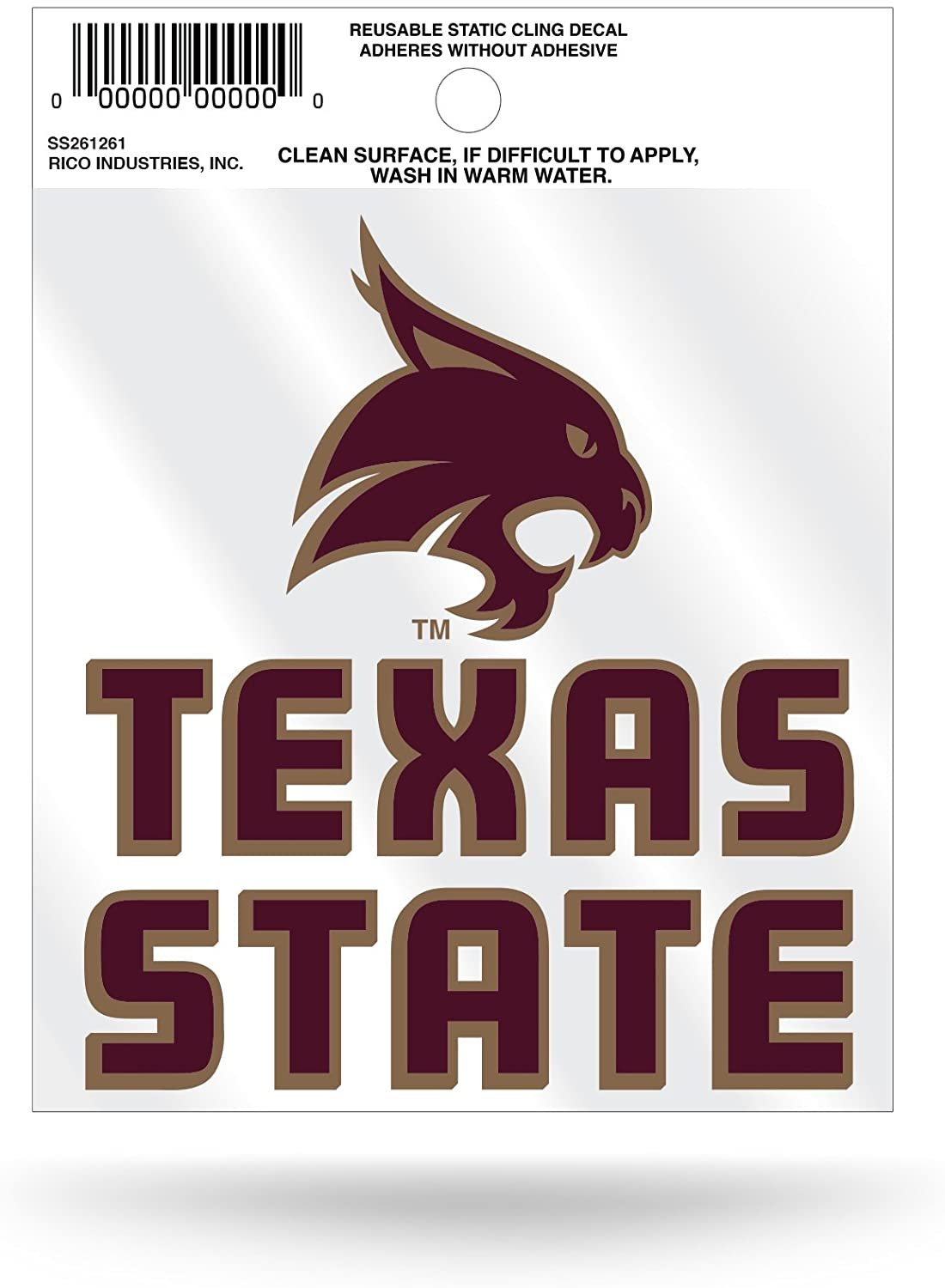 Texas State University Bobcats 3 Inch Flat Static Cling Decal