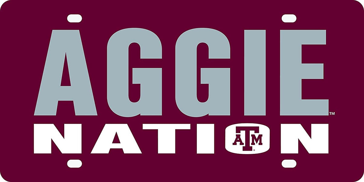 Texas A&M University Aggies Laser Cut Tag License Plate, Nation, Mirrored Acrylic Inlaid, 12x6 Inch
