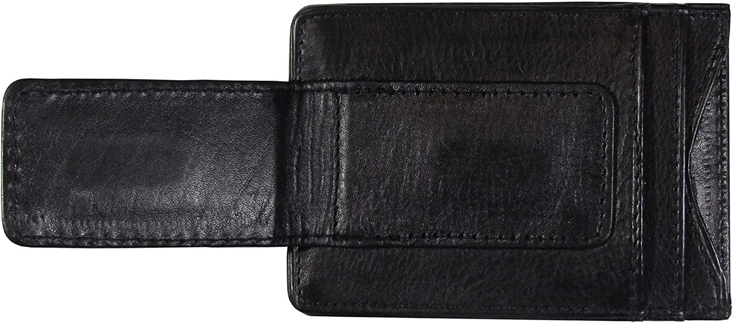 Texas A&M University Aggies Black Leather Wallet, Front Pocket Magnetic Money Clip, Printed Logo