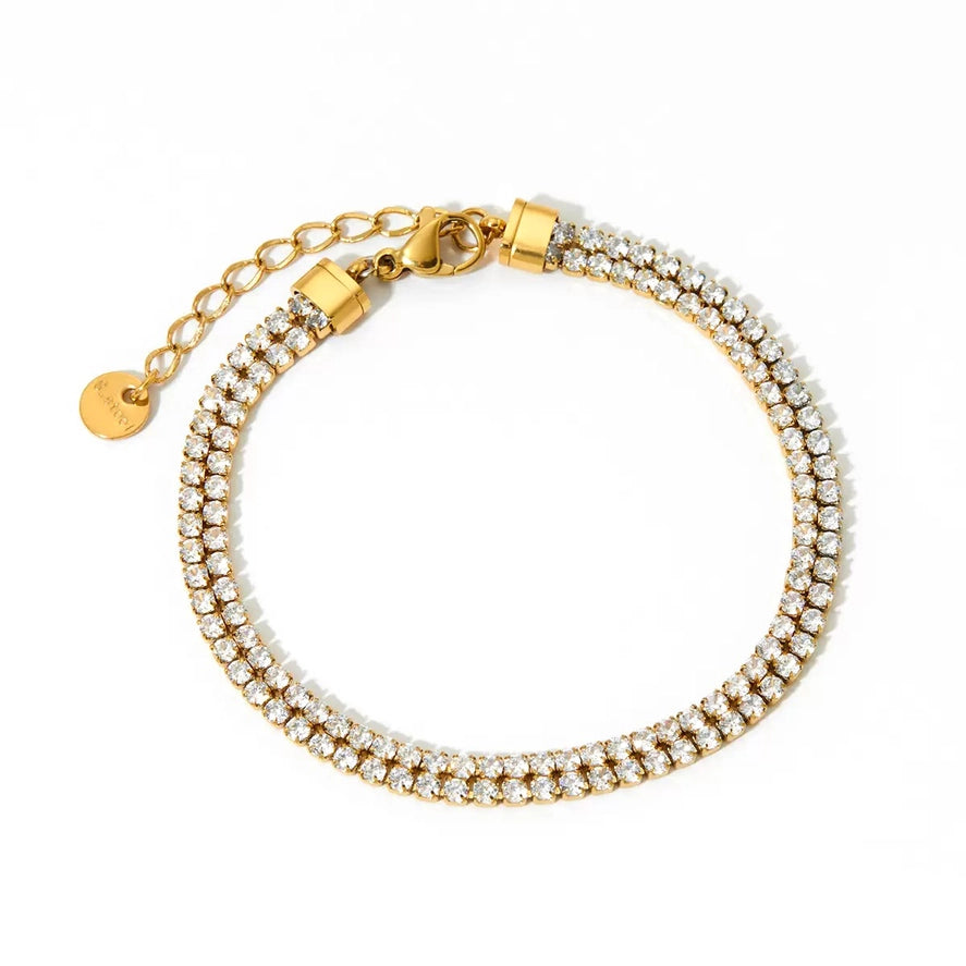 Double Tennis Bracelet – Waterproof Stainless Steel CZ
