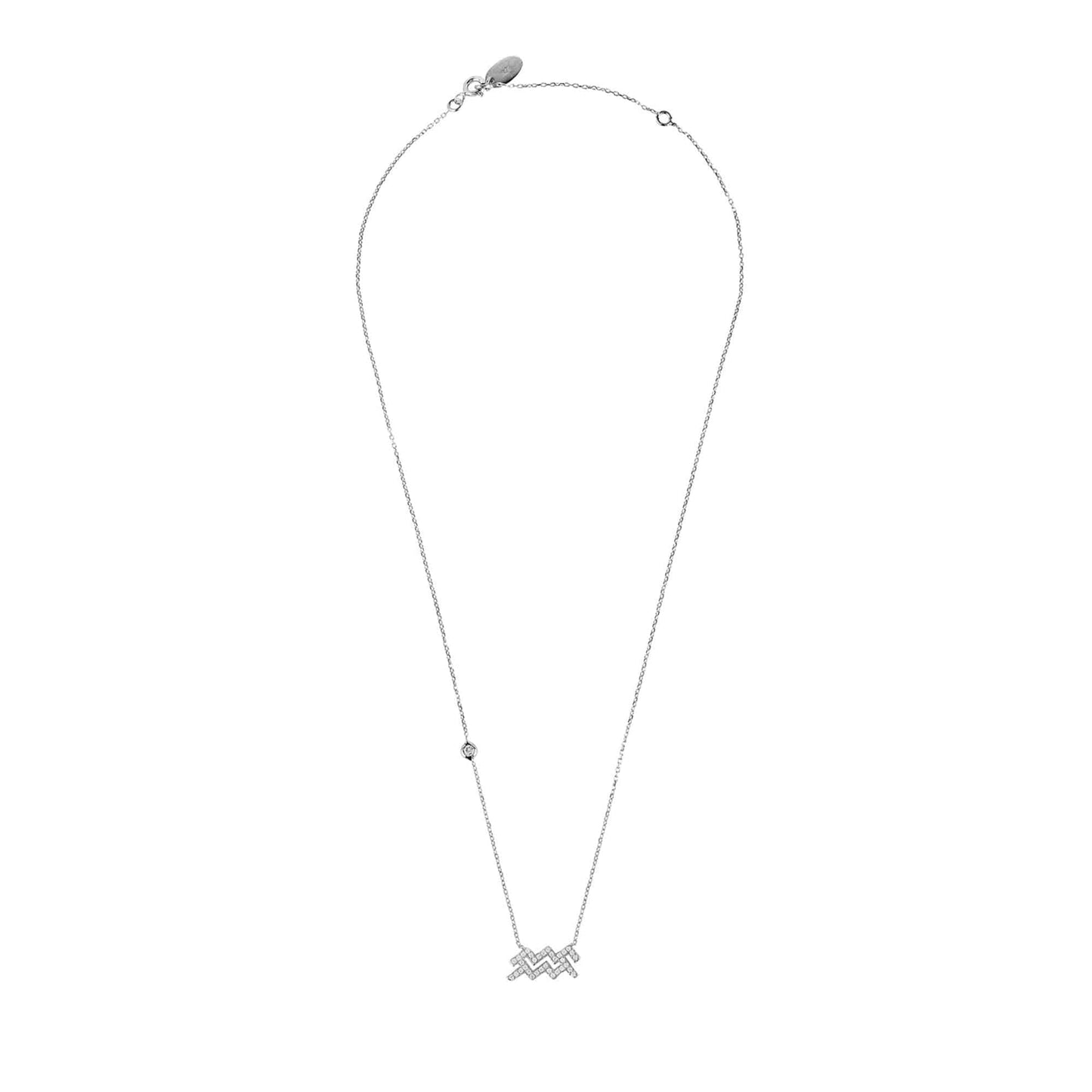 Zodiac Star Sign Pendant Necklace Silver Aquarius