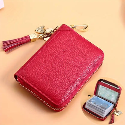 Mini Credit Card Holder For Women RFID Blocking Zipper Coin Purse Large Capacity