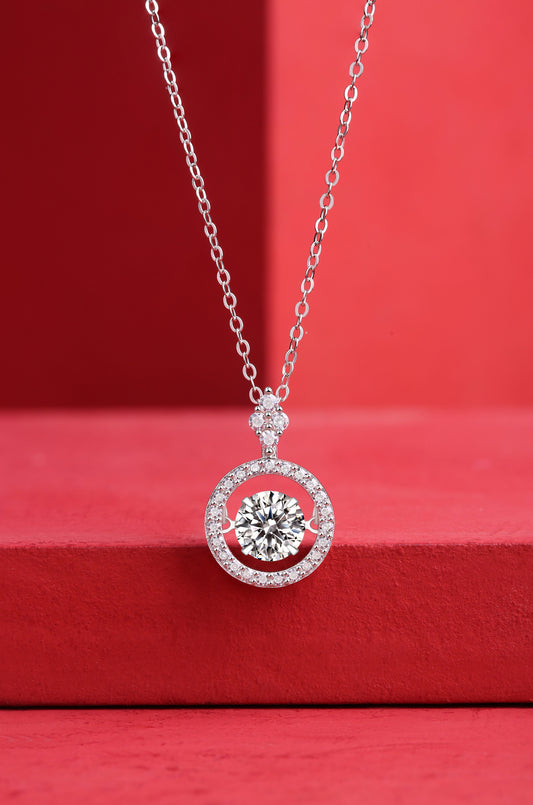 A Fashionable And Trendy Jewelry Necklace Pendant Set With 1-carat Moissanite S925 Sterling Silver And Platinum Plating