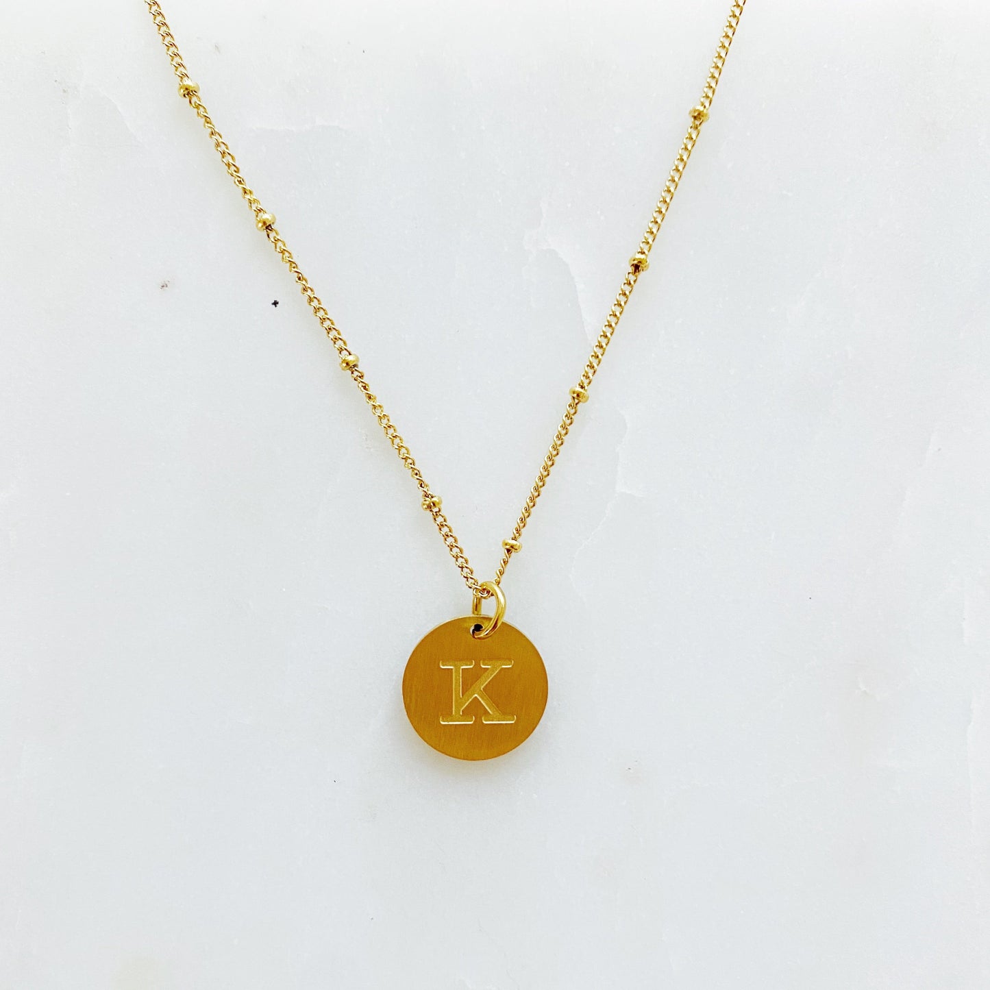 Gold‑Plated Coin Initial Necklace – Personalized Charm with Delicate Detail