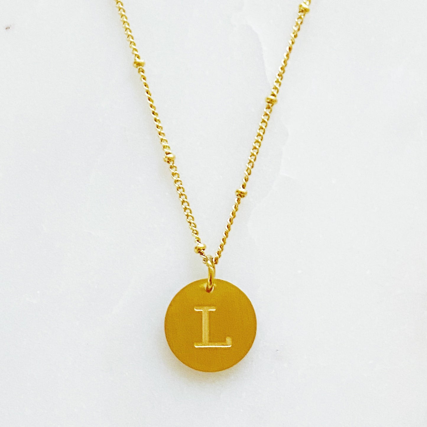 Gold‑Plated Coin Initial Necklace – Personalized Charm with Delicate Detail