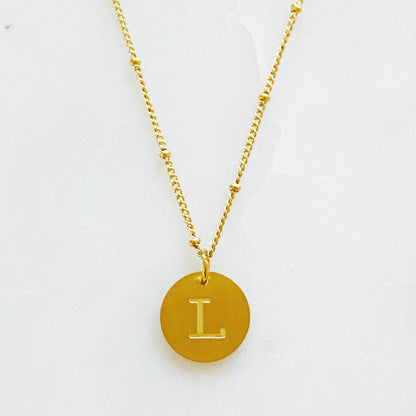 Gold‑Plated Coin Initial Necklace – Personalized Charm with Delicate Detail