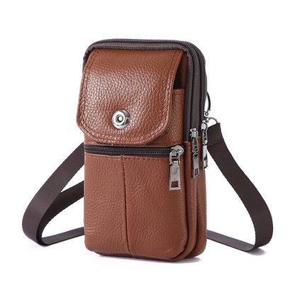 Leather Mobile Phone Shoulder Bag with Belt Clip & Card Slots