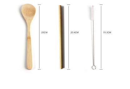 Bamboo Travel Cutlery Set – 9‑Piece Modern Minimalist Chopsticks & Spoon Bag