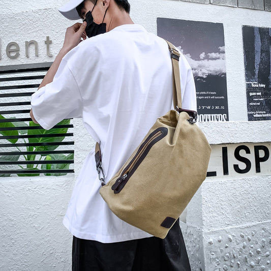 Multifunctional Travel Shoulder Bag – Canvas & PU Leather with Smart Storage Design