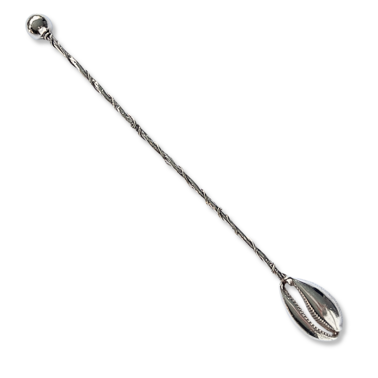 Silver Cowrie Cocktail Stirrer– Elegant Barware for Elevated Entertaining