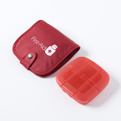 Portable Medicine Storage Box – Compact Travel First Aid Organizer (Red)