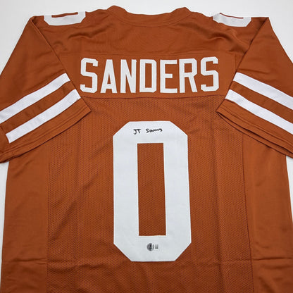Autographed/Signed Ja'Tavion Sanders Texas Orange College Football Jersey Beckett BAS COA