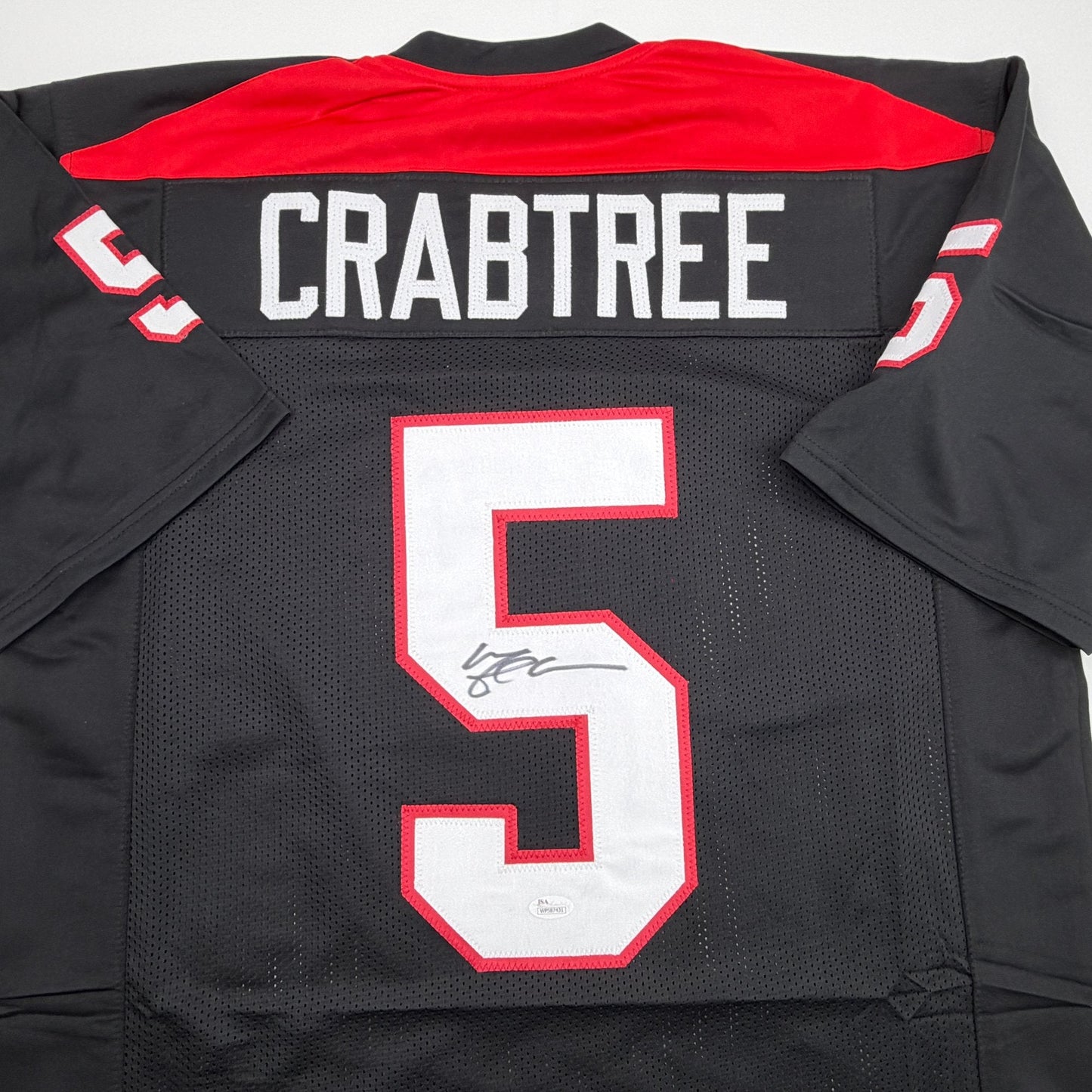 Autographed/Signed Michael Crabtree Texas Tech Black College Football Jersey JSA COA