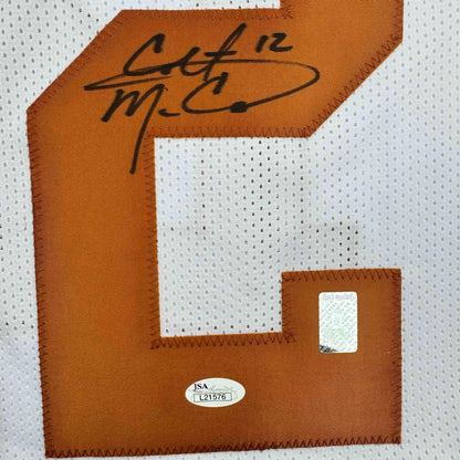Autographed/Signed Colt McCoy Texas White College Football Jersey JSA COA