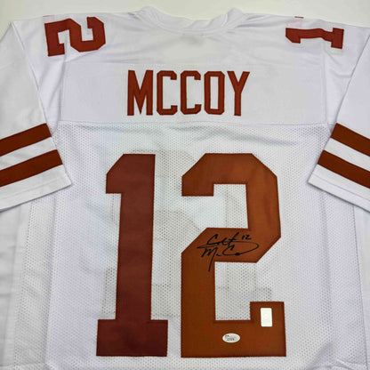 Autographed/Signed Colt McCoy Texas White College Football Jersey JSA COA