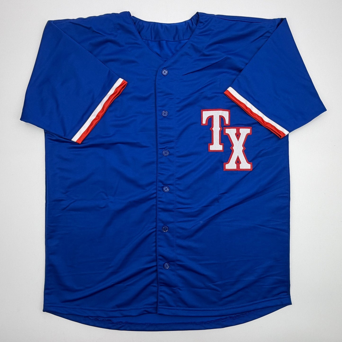 Autographed/Signed Josh Jung Texas Blue Baseball Jersey Beckett BAS COA