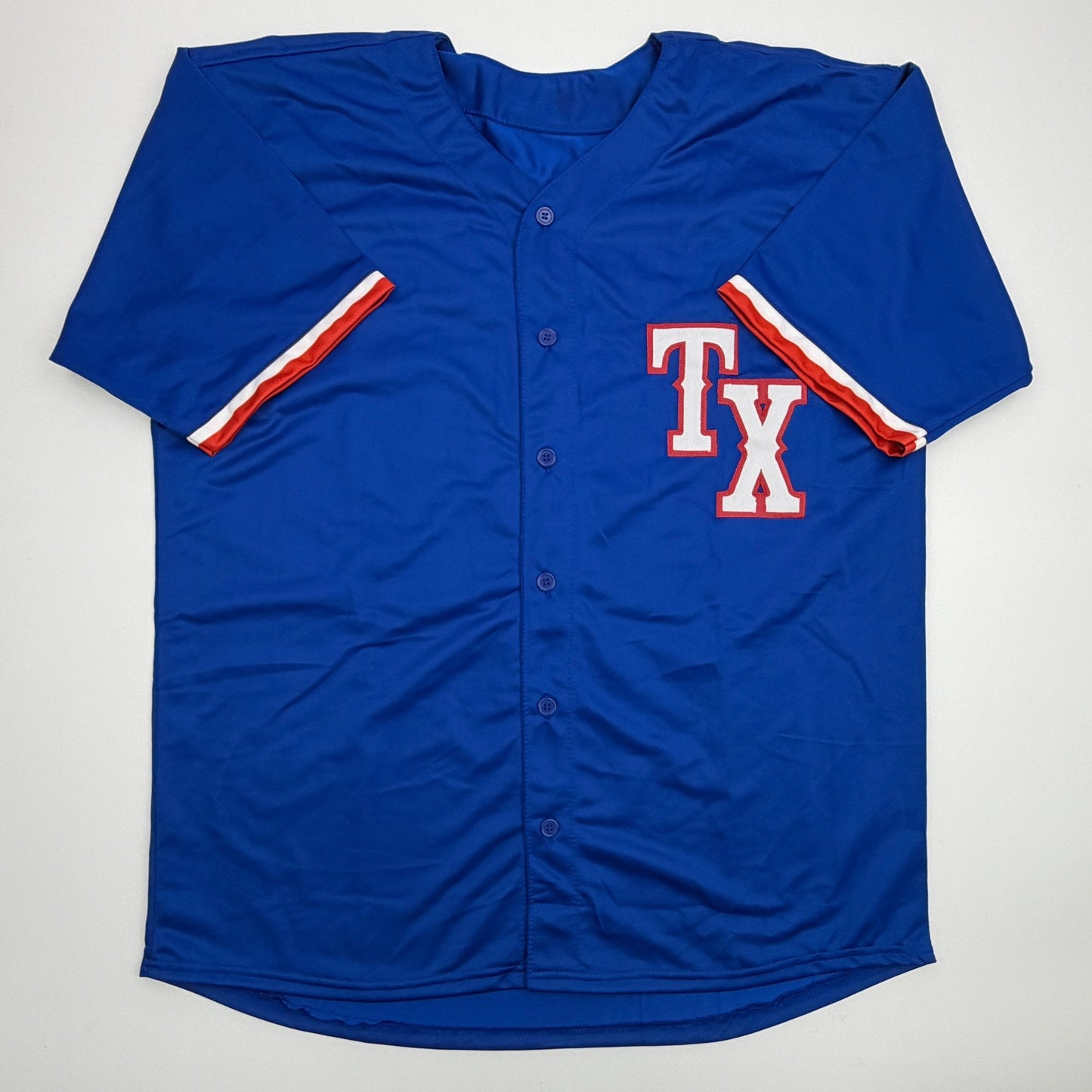 Autographed/Signed Evan Carter Texas Blue Baseball Jersey Beckett BAS COA