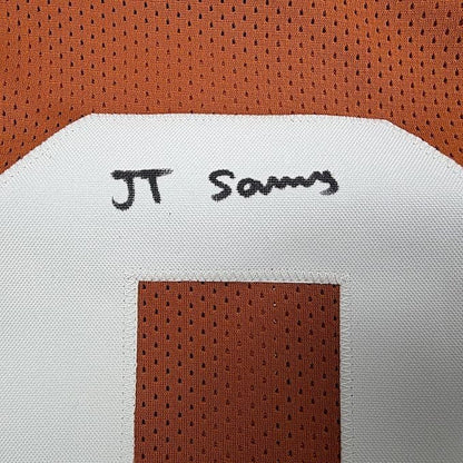 Framed Autographed/Signed Ja'Tavion Sanders 35x39 Texas Orange College Football Jersey Beckett BAS COA