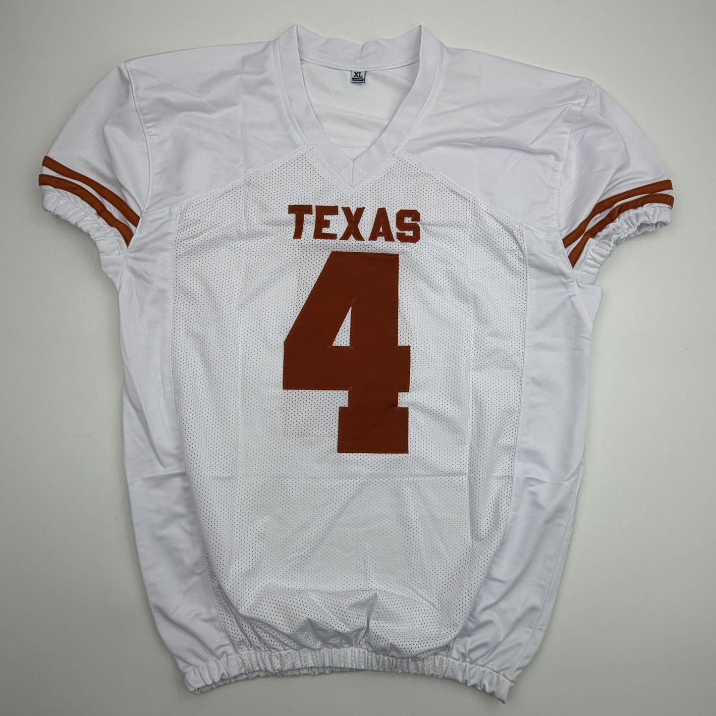 Autographed/Signed CJ Baxter Texas White Pro Cut College Football Jersey Beckett BAS COA