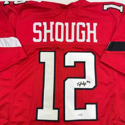 Autographed/Signed Tyler Shough Texas Tech Red College Football Jersey JSA COA